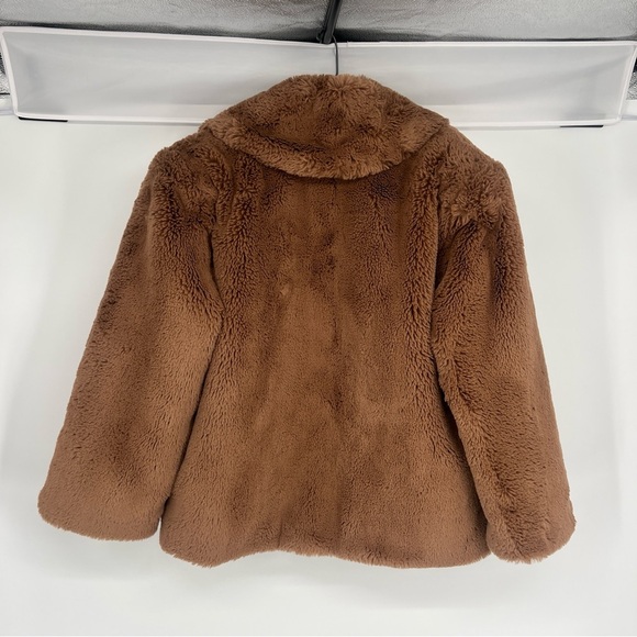 Eaves Cash Brown Faux Fur Classic Collared Formal Teddy Coat Medium - Picture 10 of 10